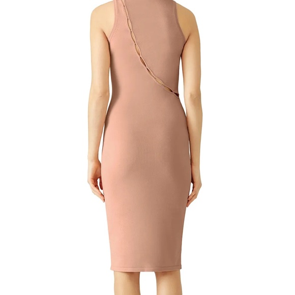 Blush Cutout Knit Sheath Pink Sleeveless Midi Dress - Picture 2 of 7